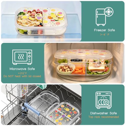 Kids Tritan Plastic Bento Box & Water Bottle Set - Red & Yellow Fruit Print