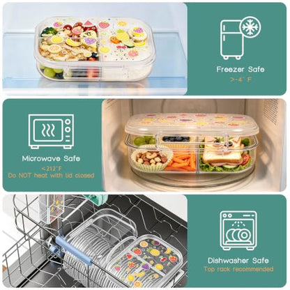 Kids Tritan Plastic Bento Box & Water Bottle Set - Red & Yellow Fruit Print