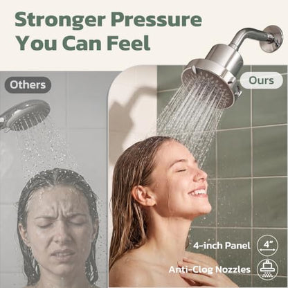 Chrome High Pressure Filtered Shower Head with 5 Modes and Built-In Water Filter
