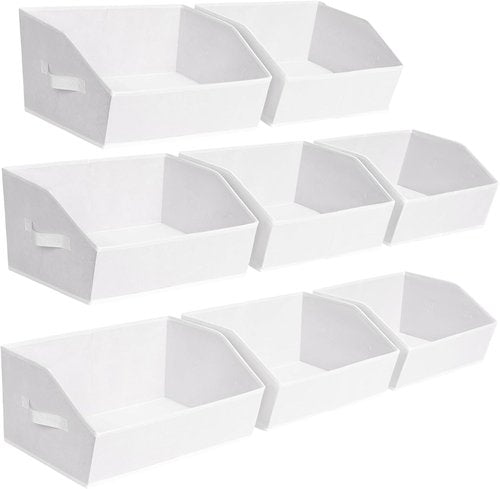 Homsorout Decorative Storage Baskets - Trapezoid Closet Bins with Handles, 8 Pack, White