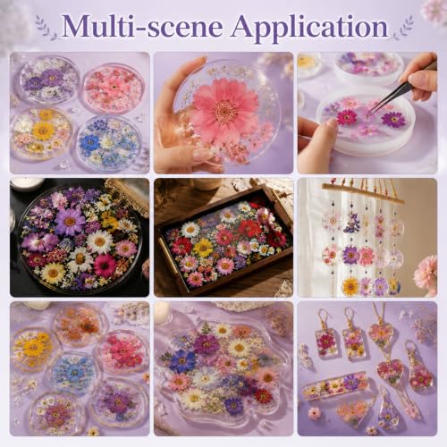 76 Pcs Natural Dried Flowers for Resin Crafts, Pressed Flower Decorations