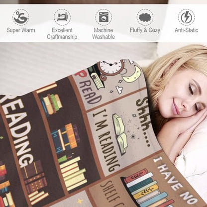 Book Lover Gift Blanket - 50x60 Throw for Women, Librarians, Bookworms - Book Lover Gift Idea - Variation 01