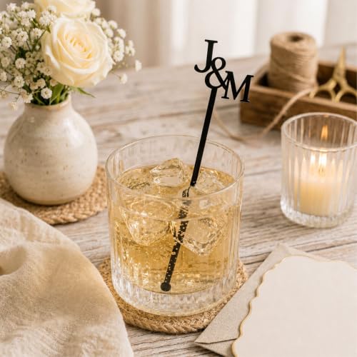 Personalized Acrylic Cocktail Stirrers with Monogram for Weddings & Events