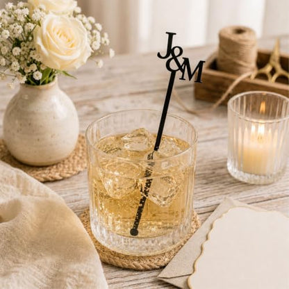 Personalized Acrylic Cocktail Stirrers with Monogram for Weddings & Events