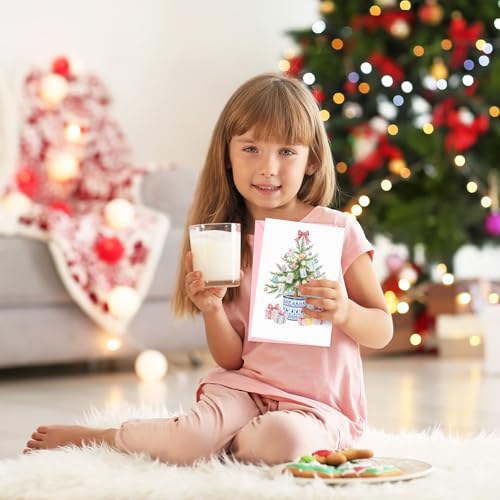 Christmas Greeting Cards with Envelopes and Stickers - 24 Pack 4x6 Inch