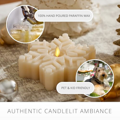 Flameless Flickering Snowflake Tealight Candle - White Swan Snowflake, 6.5"