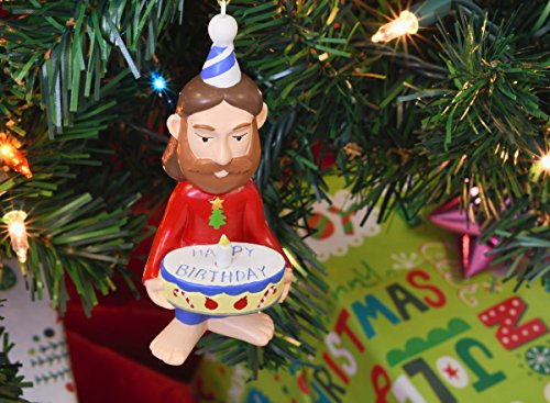 Funny Jesus Christmas Ornament - Hand-Painted Holiday Decor, 3.5 Inches