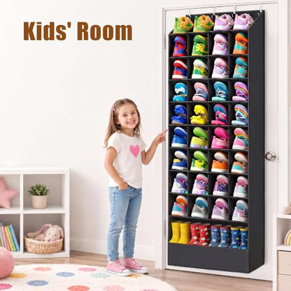 Black Over-the-Door Shoe Organizer 36 Pockets & 1 Large Boot Compartment
