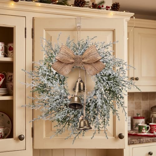 Mini Christmas Wreaths with Bells and Ribbons, 6 Pack - 10 Inch Holiday Decor