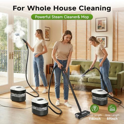 Steam Cleaner & Steam Mop Plus 1500W with Movable Base & Black White Variation