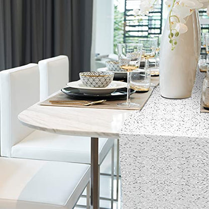 Silver Sequin Table Runner 12x108 Inch for Weddings Party & Holiday Decor - 2 Pack