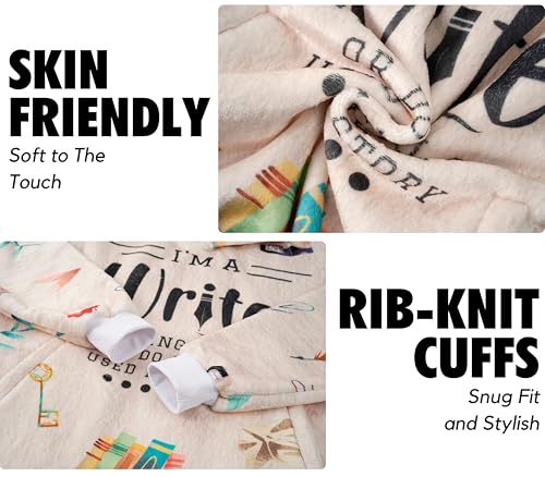 Writer Gift Blanket Hoodie - Super Soft Flannel Wearable Throw for Cozy Comfort