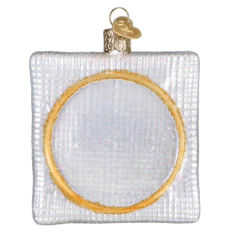 Christmas Cross Stitch Ornament - Handcrafted Glass Clip Hoops - Variation: Christmas Cross Stitch