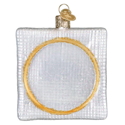 Christmas Cross Stitch Ornament - Handcrafted Glass Clip Hoops - Variation: Christmas Cross Stitch