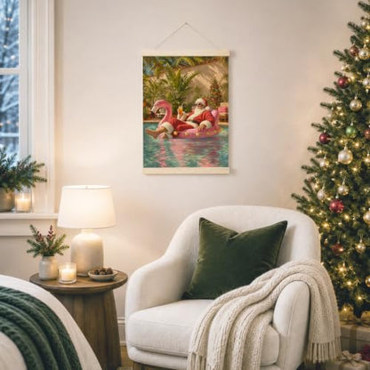 IIIBEBEYSALO Tropical Christmas Santa Wall Art Poster 12x16 Inch - Christmas-6