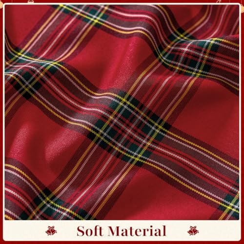 Christmas Checkered Tablecloth Rectangular 60x84 Holiday Washable Festive Decor - Red