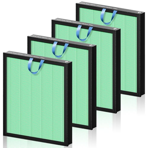 Vital 100S Toxin Absorber Replacement Filter for LEVOIT Vital 100S and Vital 100S-P Air Purifier, 3-in-1 H13 True HEPA and High-Efficiency Activated Carbon Filter, Vital 100S-RF-TX, 4 Pack, Green