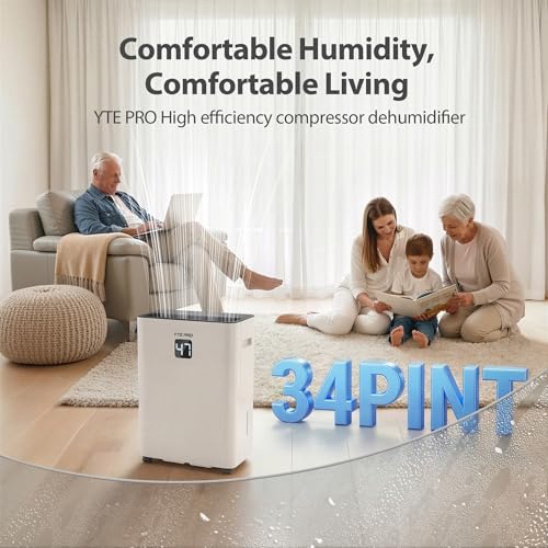 34 Pint Dehumidifier for 2500 Sq.Ft with Drain Hose - Cream Ivory