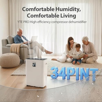 34 Pint Dehumidifier for 2500 Sq.Ft with Drain Hose - Cream Ivory