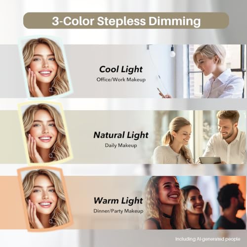 Makeup Mirror with Lights 2X/5X Magnification, Foldable Vanity Mirror - Jet Black