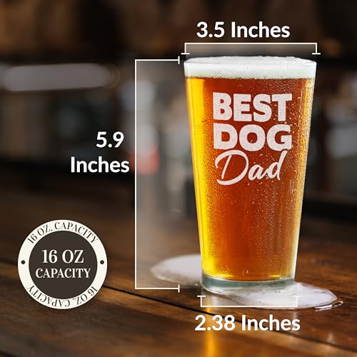 Funny Dog Dad Beer Glass - Engraved 16 oz Pet Lover Gift