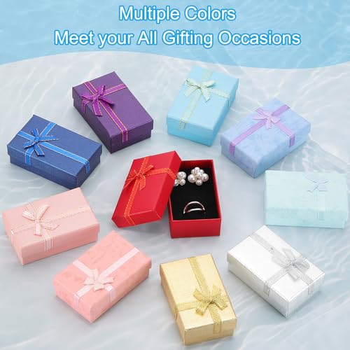 120 Pcs Jewelry Gift Boxes with Lid Ribbon Small Packaging Gift Box Set