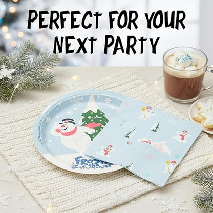 Frosty the Snowman Party Tableware Set - 32 Pack Plates & Napkins with Christmas Scene - Variation: Plates + Napkins