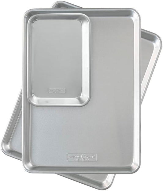 Nordic Ware Naturals Half Sheet Set - USA Made Aluminum Baking Pan with Steel Rim | 2-Pack Half & 1/8 Sheet