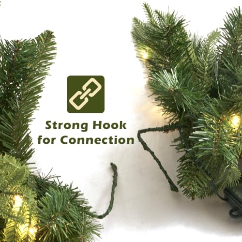 HiBean 9 FT Prelit Christmas Garland - Class Green with Warm Lights & Timer