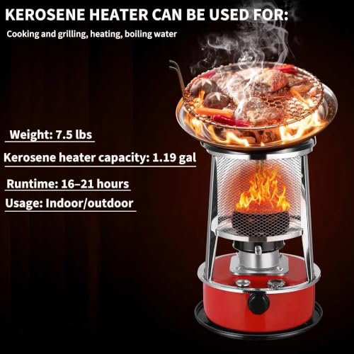 Portable Kerosene Heater 9000 BTU with 3 Wicks for Indoor & Camping Use