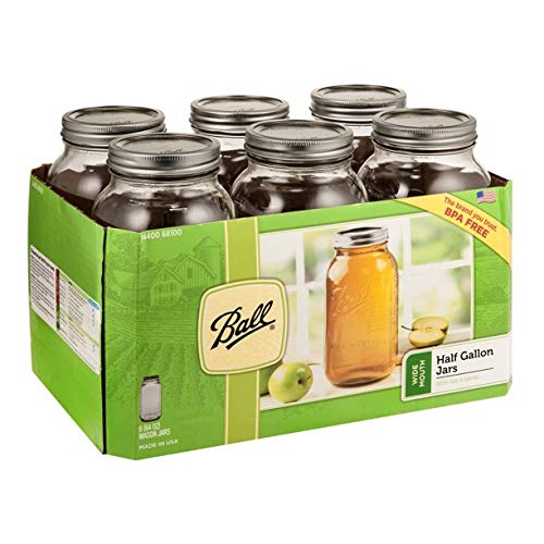 Ball Wide Mouth Glass Mason Jars with Lids and Bands, Used for Canning, Pickling, Juice, Jam, Jelly, Quart Size 32 Ounce (Pack of 3)