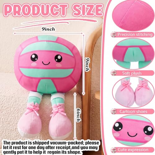 Volleyball Plush Pillow with Anime Character - Teal Pink Volleyball Gift for Girls