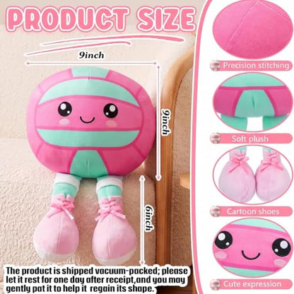 Volleyball Plush Pillow with Anime Character - Teal Pink Volleyball Gift for Girls