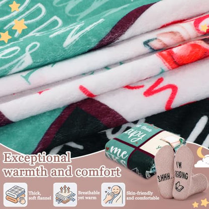 Book Lovers Gift Wearable Blanket Hoodie Collage Colorful Oversized Reading Wrap 47" x 71"