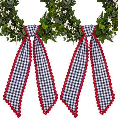Black and White Checkered Sash for Wreaths - 2 Pack Home Decor Accessories
