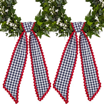 Black and White Checkered Sash for Wreaths - 2 Pack Home Decor Accessories