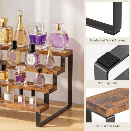 4 Tier Wooden Perfume Display Stand Organizer for Fragrance Collection