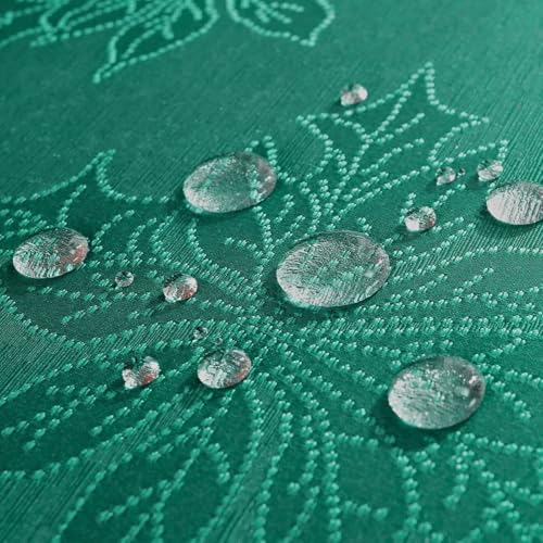 Christmas Green Poinsettia Tablecloth 60 x 120 Inch Rectangular Jacquard Polyester