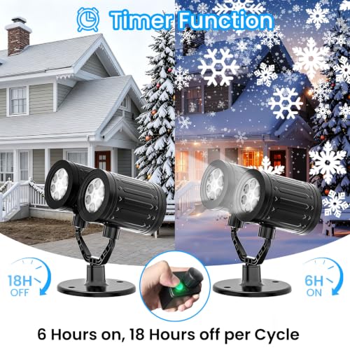 Christmas Projector Lights Outdoor Snowflake Projector with Timer - Dual-Head Holiday Decor