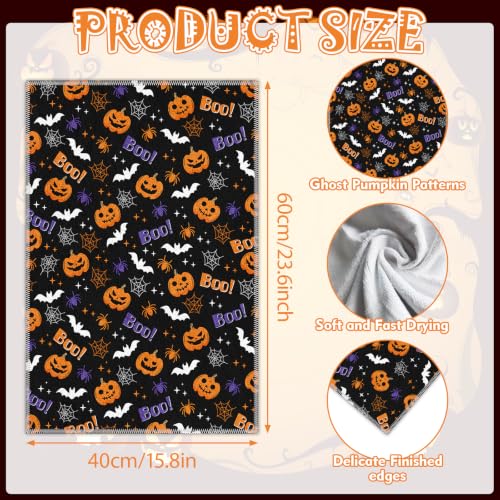 Halloween Kitchen Towels Set of 2 Ghost Pumpkin Hand Towels - Black Halloween