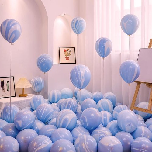 Colorful Macaron Balloons - 100 Pack Pastel Balloons for Graduation, Weddings & Parties | Blue