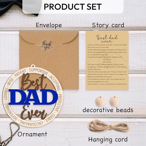 Best Dad Ever Ornament with Card - Unique Father's Day Gift for Dad, Stepdad, or Father Figures