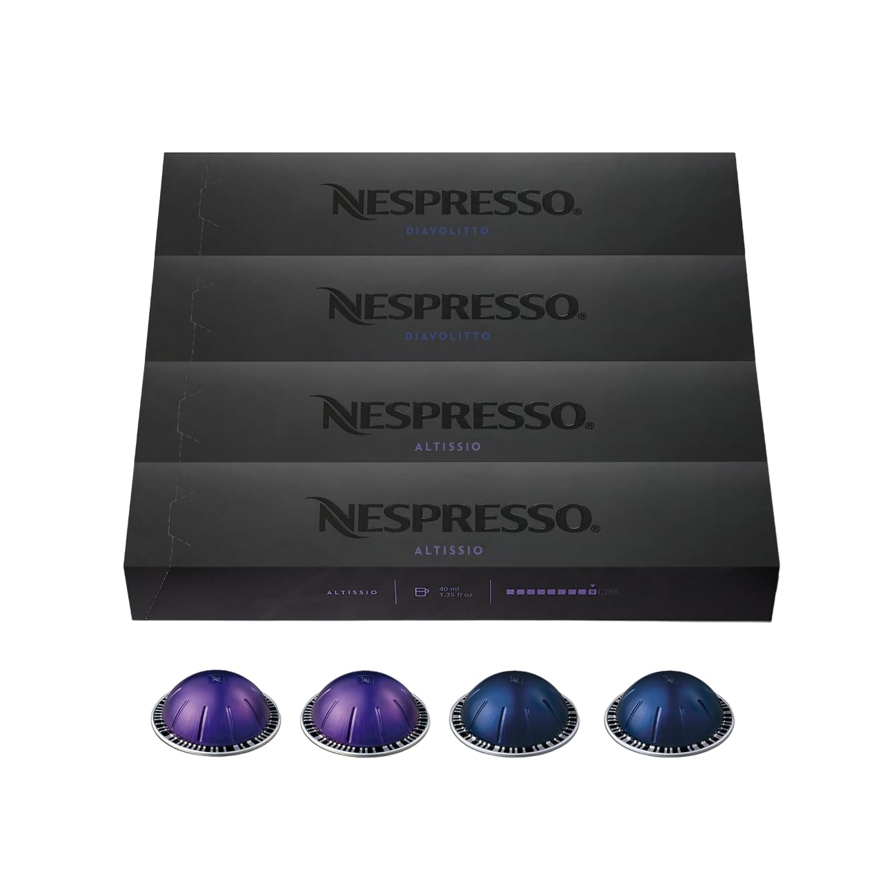 Nespresso Capsules Vertuo - Bold Espresso Variety Pack | Medium & Dark Roast, 40-Count Pods