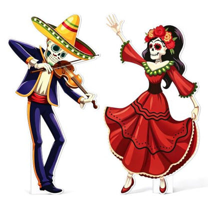 Vibrant Day of The Dead Cardboard Cutouts - Indoor & Outdoor Decor Set