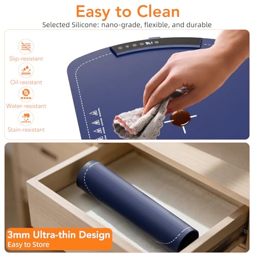 Electactic Blue Food Warming Mat with 7 Temp Settings & Fast Heating