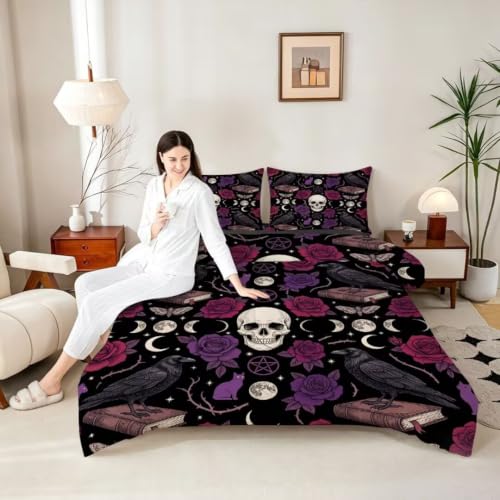 Gothic Queen Comforter Set for Kids Boys Girls Bedroom Decor - 3 Piece