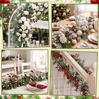 Artificial Holly Berries Wire Stems - Crystal White, 150 Pack for Wreaths & Crafts
