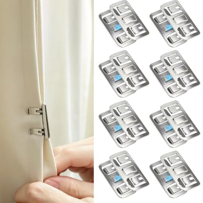 No Drill Magnetic Curtain Clips 8 Pairs - Stainless Steel Light Block