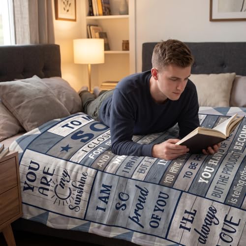 Son Gift Blanket 80x60 Inches - Cozy Flannel Throw for Graduation, Birthday, Christmas