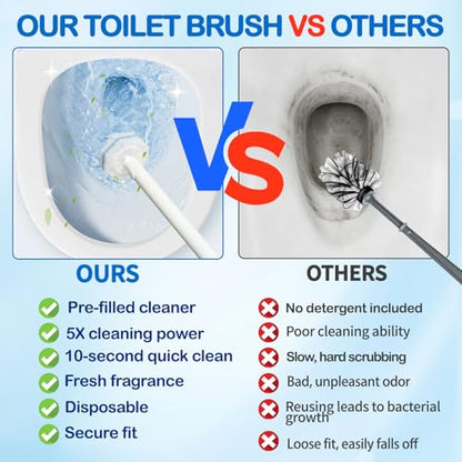 Disposable Toilet Brush Cleaning System with 20 Refills - Includes 1 Brush + 20 Refills